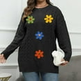 thumbnail image 6 of PiGOGI Women's Plus Size Beaded Sweater Coat Round Neck Long Sleeve Pullover for Winter Black XL, 6 of 6
