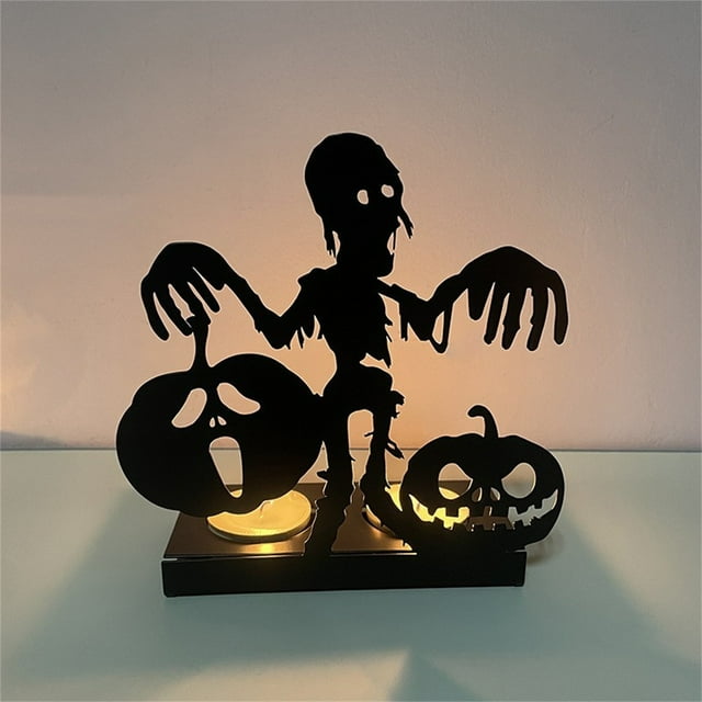 Xihbxyly Candelabro de Esqueleto de Halloween, Decoración de Fiesta Espeluznante, Base de Metal Estable, Adorno Festivo para Festival de Fantasmas, Práctico Portavelas de Té, Centro de Mesa de Comedo