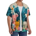 thumbnail image 2 of Gukieu Cute Animal Party Print Men's Short-sleeved Shirts, Button-down Pocket Shirts, T-shirts, Beach Vacation Travel Summer Clothing-3X-Large, 2 of 5