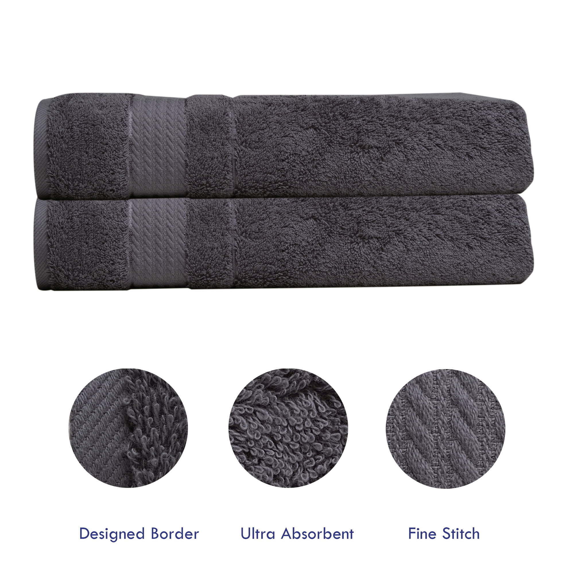 Dark Gray 2 Pc Bath Sheet, Quick Dry, Extra Absorbent, Melissa Linen Excellence Towel Collection