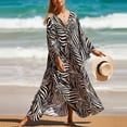 thumbnail image 2 of WTOBBY Women's Flowy Beach Cover-Up Dress Swimsuit Bikini Outerwear Lightweight Chiffon Swimsuit Cape for Tropical Vacation Swimwear,Light Brown One Size, 2 of 5