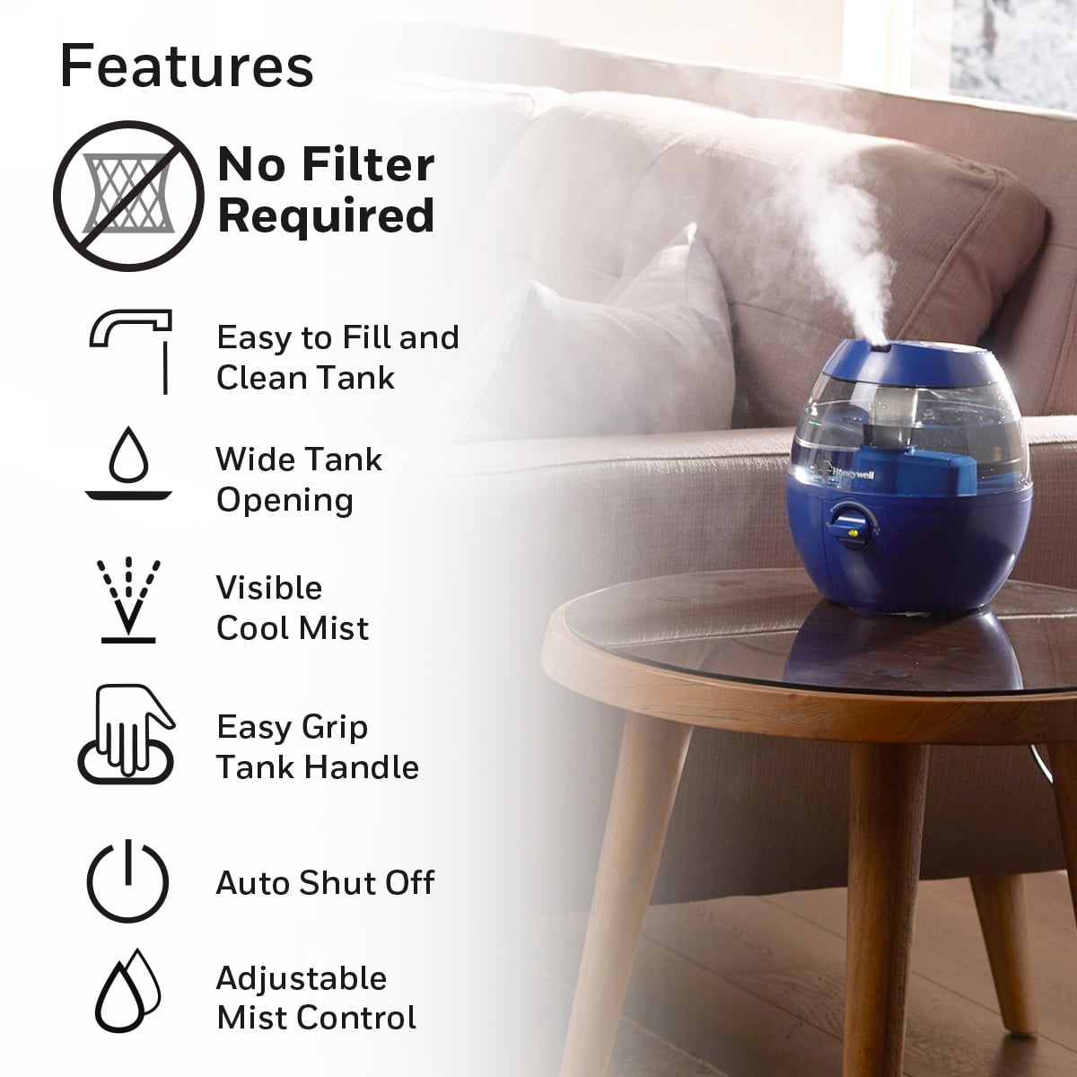 Honeywell HUL520L Mistmate Cool Mist Humidifier, Blue