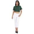 thumbnail image 2 of Bimba Womens Henley Crop Top With Collar Solid Elastic Hem Crop Tee Blouse, 2 of 7