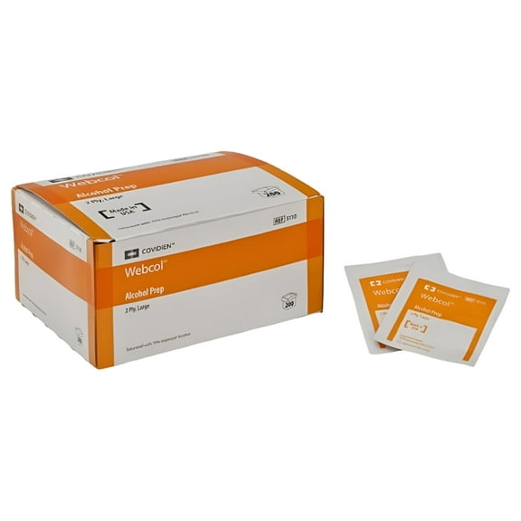 Covidien 5110 Webcol Sterile Large Alcohol Skin Prep Pads, Pack, 200 Count