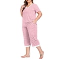 thumbnail image 5 of Cueply Women Plus Size Pajamas Set Short Sleeve Pjs Sleepwear Loungewear Nightwear with Pockets, 5 of 8
