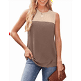 thumbnail image 2 of Camiseta Sin Mangas Informal de Verano con Cuello Redondo y Bloques de Color para Mujer, Color Marrón M, 2 of 8