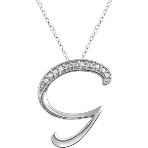 Arista Diamond Accent White "G" Initial Women's Pendant in Sterling Silver, 18"