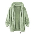 thumbnail image 3 of JGGSPWM Womens Winter Fuzzy Fleece Jacket Sherpa Zip Up Outerwear Drawstring Pullover Coat Oversized Sweatshirts Hoodie with Pockets Blue L, 3 of 4