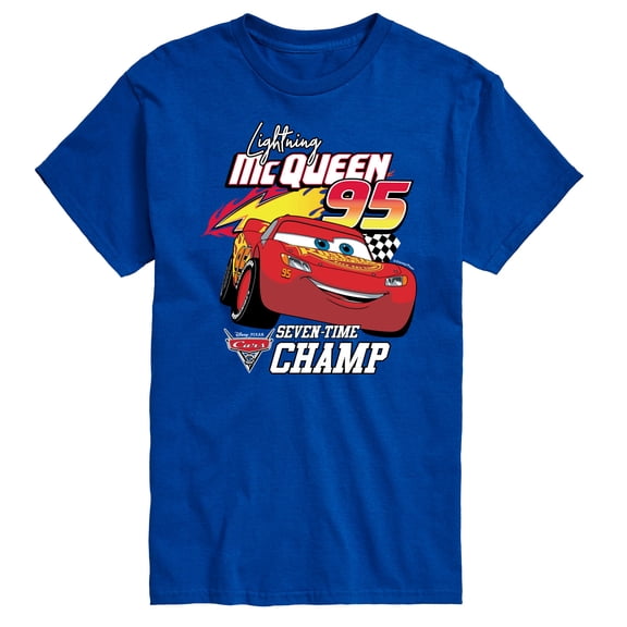 Disney's Cars - Lightning McQueen Seven Time Champ - Men's Short Sleeve Graphic T-Shirt