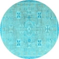 thumbnail image 1 of Ahgly Company Indoor Round Oriental Light Blue Traditional Area Rugs, 3' Round, 1 of 4