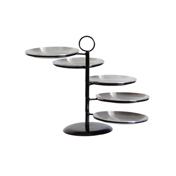 Fruit Snack Plates Serving Stand and Platters Set 5 Plate Tea Party Serving Platter Cookie Tray Cupcake Stand for Wedding Parties Commercial Argent