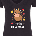 thumbnail image 4 of Inktastic Happy New Year Cute Ox Women's V-Neck T-Shirt, 4 of 5