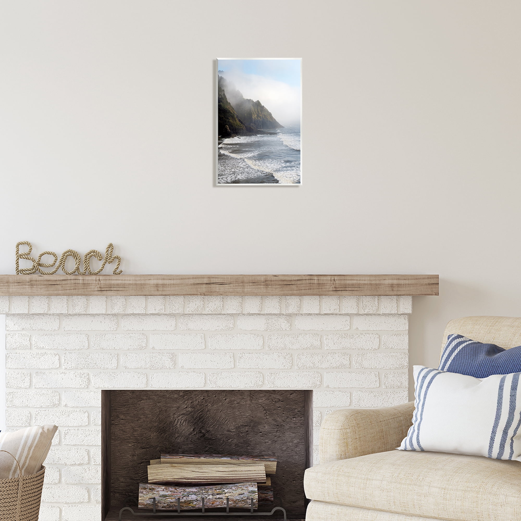 Stupell Industries Cliffside Sea Waves Landscape Nature Photography Unframed Art Print Wall Art, 10 x 15