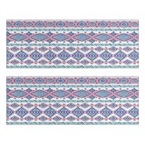 Kitchen Rugs Sets Of 2,Pink and Blue Diamond Shaped Boho Pattern Anti Fatigue Kitchen Mat Rugs Non Slip Washable,Decorative Kitchen Floor Mats for Kitchen,Sink,Laundry,17"X47"