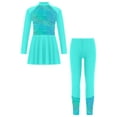 thumbnail image 3 of inlzdz 2 Pcs Girls Rash Gaurd Swimwear Sun Protection Swimsuit Long Sleeve Swim Dress with Pants Set Green 14, 3 of 7