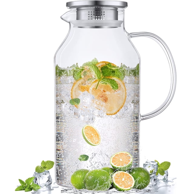 Jarra de vidrio Bivclaz de 2,6 litros con tapa y pico para agua fría y caliente