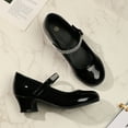 thumbnail image 6 of Kushyshoo Girl Mary Jane Shoes Low Heel Rhinestones Princess Flats Black Dress Pump Shoes for Big Kid Size 5, 6 of 7