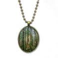 thumbnail image 1 of Green Forestry Science Nature Scenery Necklace Vintage Chain Bead Pendant Jewelry Collection, 1 of 3