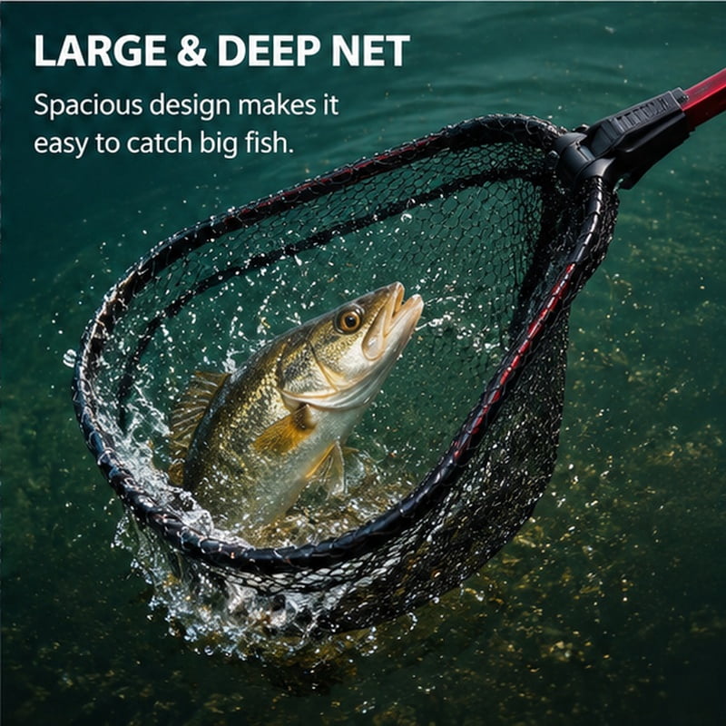 4-Piece Stainless Steel Fishing Tool Kit – Landing Net, Pliers, Fish Gripper & Hook Remover – Compact, Rust-Resistant Design with Red Handles for Kayak, Boat, Freshwater or Saltwater Fishing