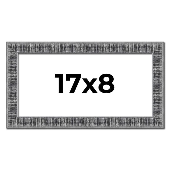 17x8 Frame Silver Black Rustic Sonoma Solid Wood Picture Frame | 1.5 Inch Moulding Width | Complete