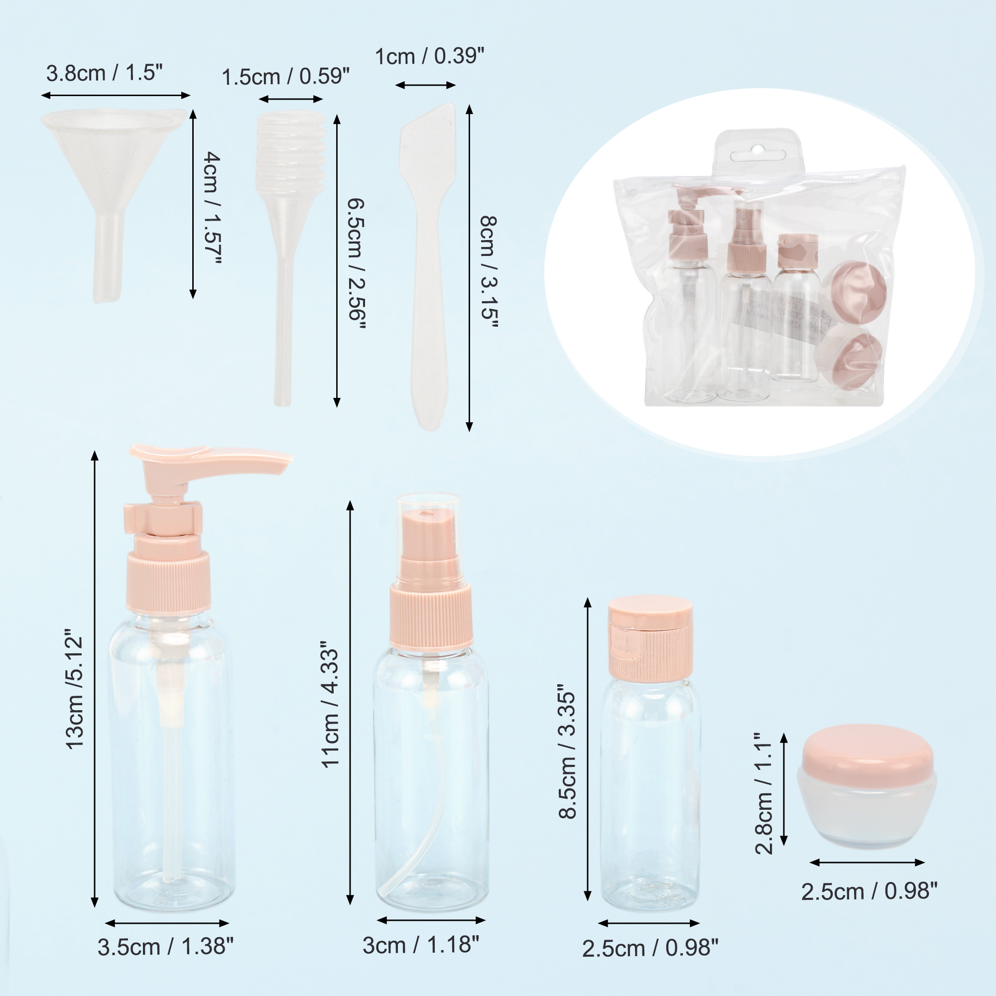Unique Bargains PE Travel Container Set 8Pcs Pink