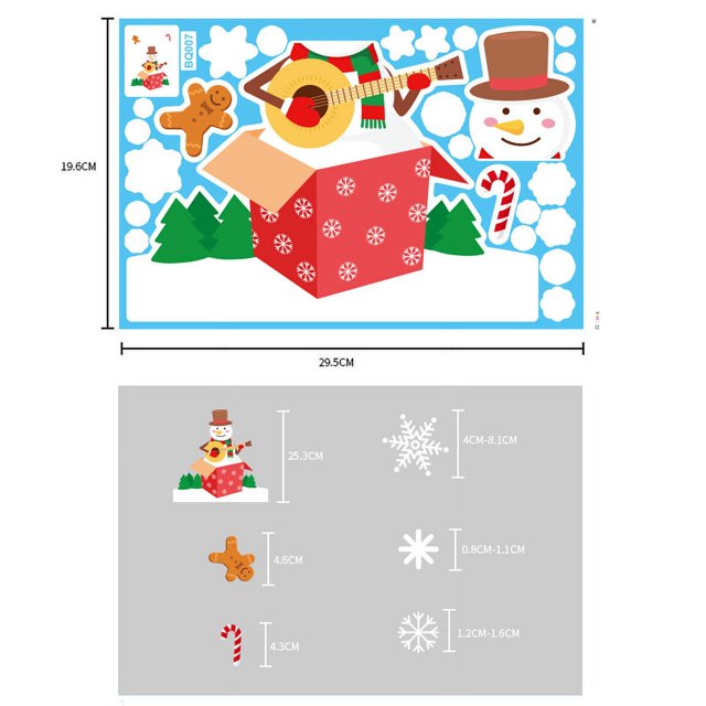Pegatinas de cristal navideñas, adornos para el hogar, copos de nieve navideños, Papá Noel, pegatinas para puertas y escaparates, decoración navideña de Año Nuevo