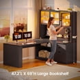 thumbnail image 7 of L Shaped Computer Desk with 3 Drawers, Modern Corner Office Desk with LED Light, Display Cabinet and Pegboard for Home Office, Living Room, 7 of 7