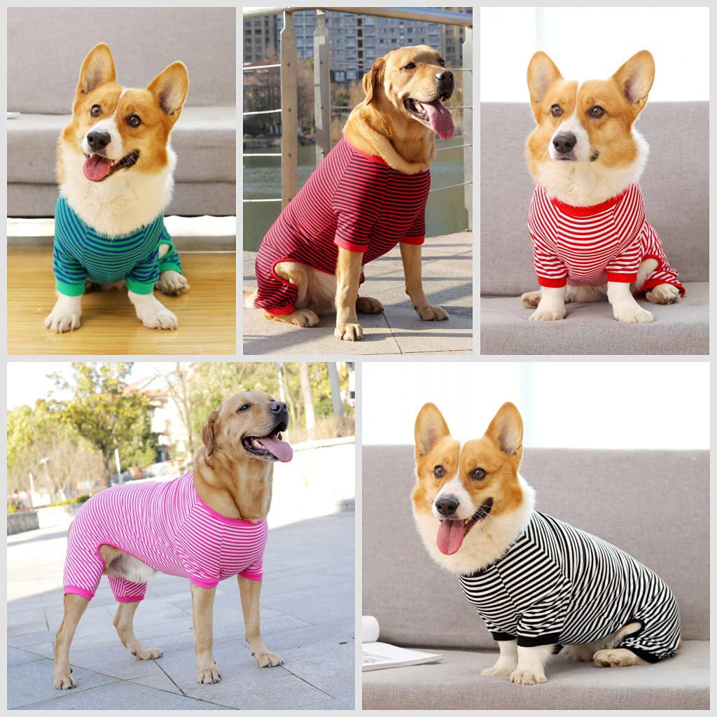 Fashion & Comfy for Both Boys and Girls Super Soft Stretchable Puppy Jammies Breathable 4 Legs Basic Pjs Shirts for Puppy and Cat LEVIBASIC Dog Pajamas Cotton Striped Pup Jumpsuit