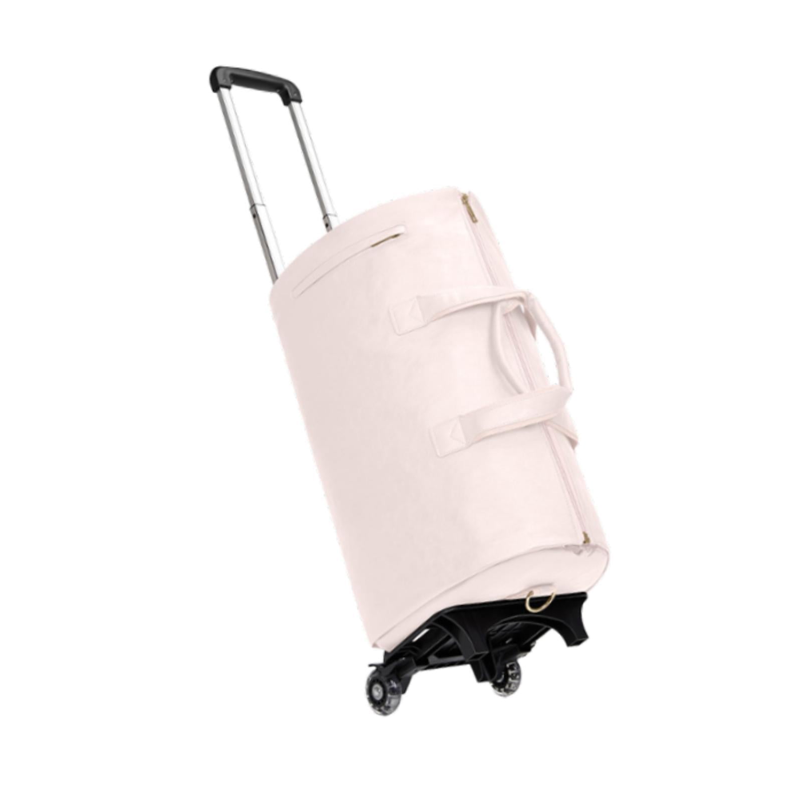 Wxqbjtam Rolling Garment Bag with Wheels Handbag Large Capacity Trendy Garment Duffel Bag Pink