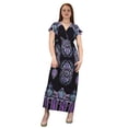 thumbnail image 1 of Peach Couture Paisley Imprimé V Cou Taille Élastique Manches Courtes Maxi Robe, 1 of 4