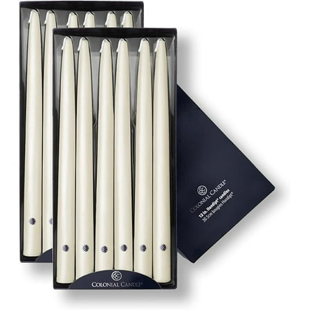 Colonial Candle 12 Piece Set Unscented Tapered Ivory 12 Inch Candles