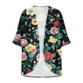 thumbnail image 3 of Hvot&aat Women's Vintage Half Sleeve Printing Cardigan Lightweight Beach Cover Ups Open Front Sheer Cardigan, 3 of 4