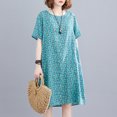 thumbnail image 5 of Vestido Irfora Vestido suelto de mujer Vestido bohemio con estampado floral con bolsillos Manga corta Cuello redondo Vestido de vacaciones informal de verano Verde XL Irfora Vestido, 5 of 5