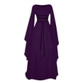 thumbnail image 5 of Lace Up Waist Dress, Medieval Witch Dress, Renaissance Costume, Gothic Long Gown, Womens Medieval Dress Victorian Costume Renaissance Long Dress Costumes Irish Over Cosplay Retro Gown, Purple S, 5 of 5