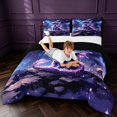 thumbnail image 3 of Manfei Cute Kawaii Dragon Animals Queen Comforter Set,Fantasy Starry Sky Comforter Sets Queen,Blue Pink,Black Reversible,3-Piece,1 Comforter and 2 Pillowcases, 3 of 7