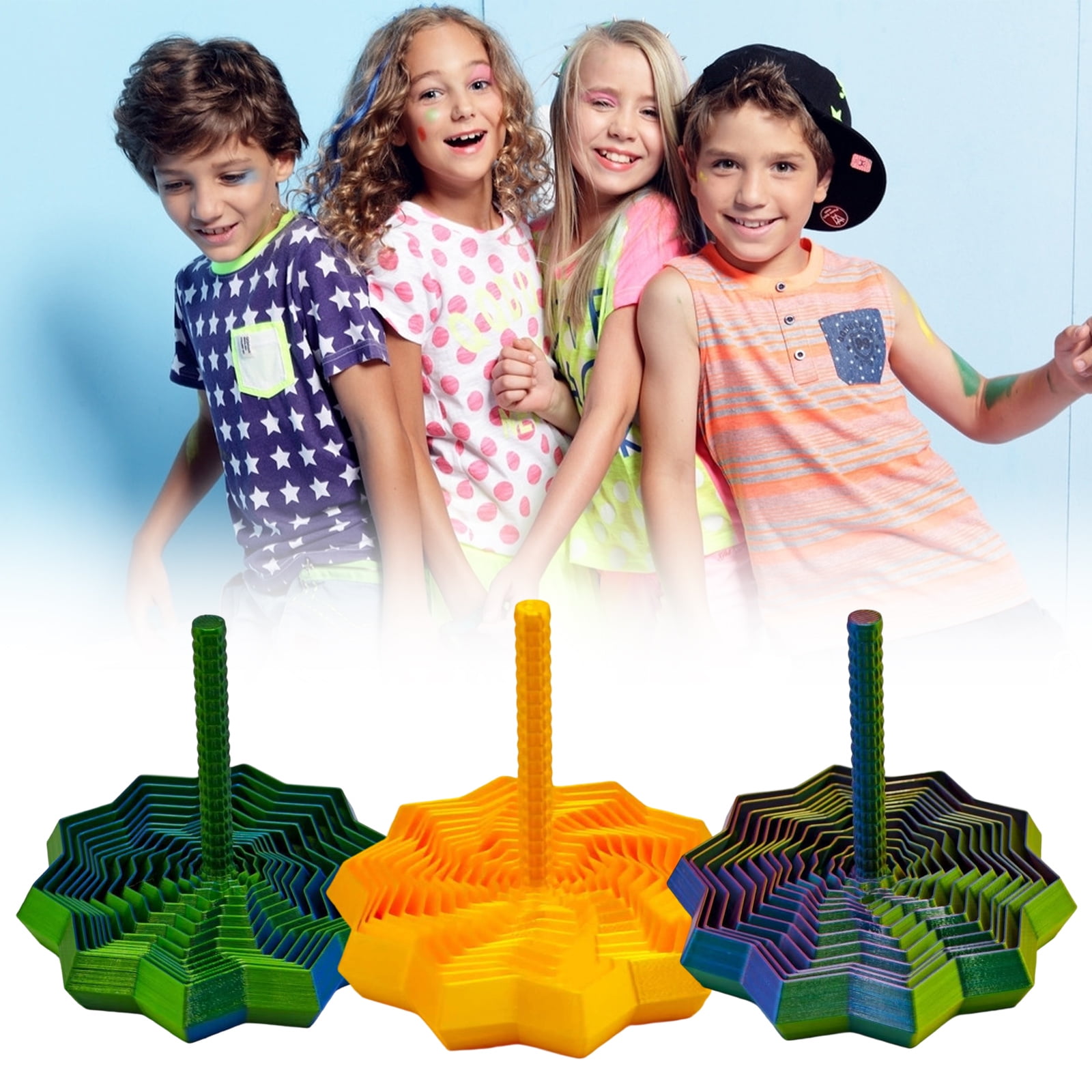 6Pieces Rotating Rotating Gyroscope Three Dimensional Print Fingertip Spinner Mindfulness Distraction Concentration Tool