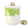 thumbnail image 3 of Leaves Piggy Bank, Freshening Background Vibrant Leafage in Spring Flourishing Open up Plant Theme, Ceramic Coin Bank Money Box for Cash Saving, 3.6" X 3.2", Green White, by Ambesonne, 3 of 4