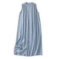 thumbnail image 1 of Robe d'Été pour Femmes Longue Robe Sans Manches en Lin Multi-Pliée Robe Littéraire, 1 of 8