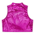 thumbnail image 5 of Raenseen Kids Girls' Metallic Mock Neck Crop Tank Tops Ballet Dance Dancewear Athletic Sports Vest Rose Red 12, 5 of 9