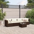 thumbnail image 1 of vidaXL 5 Piece Garden Lounge Set with Cushions Brown Poly Rattan, 1 of 5