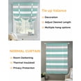 thumbnail image 3 of Aqua Grey Stripe Tie Up Curtains for Window, Thermal Insulated Balloon Shade Adjustable Rod Pocket Curtains Valance Panels for Kitchen Bathroom Cafe 46 x 63 Minimalist Farmhouse Striped, 3 of 6