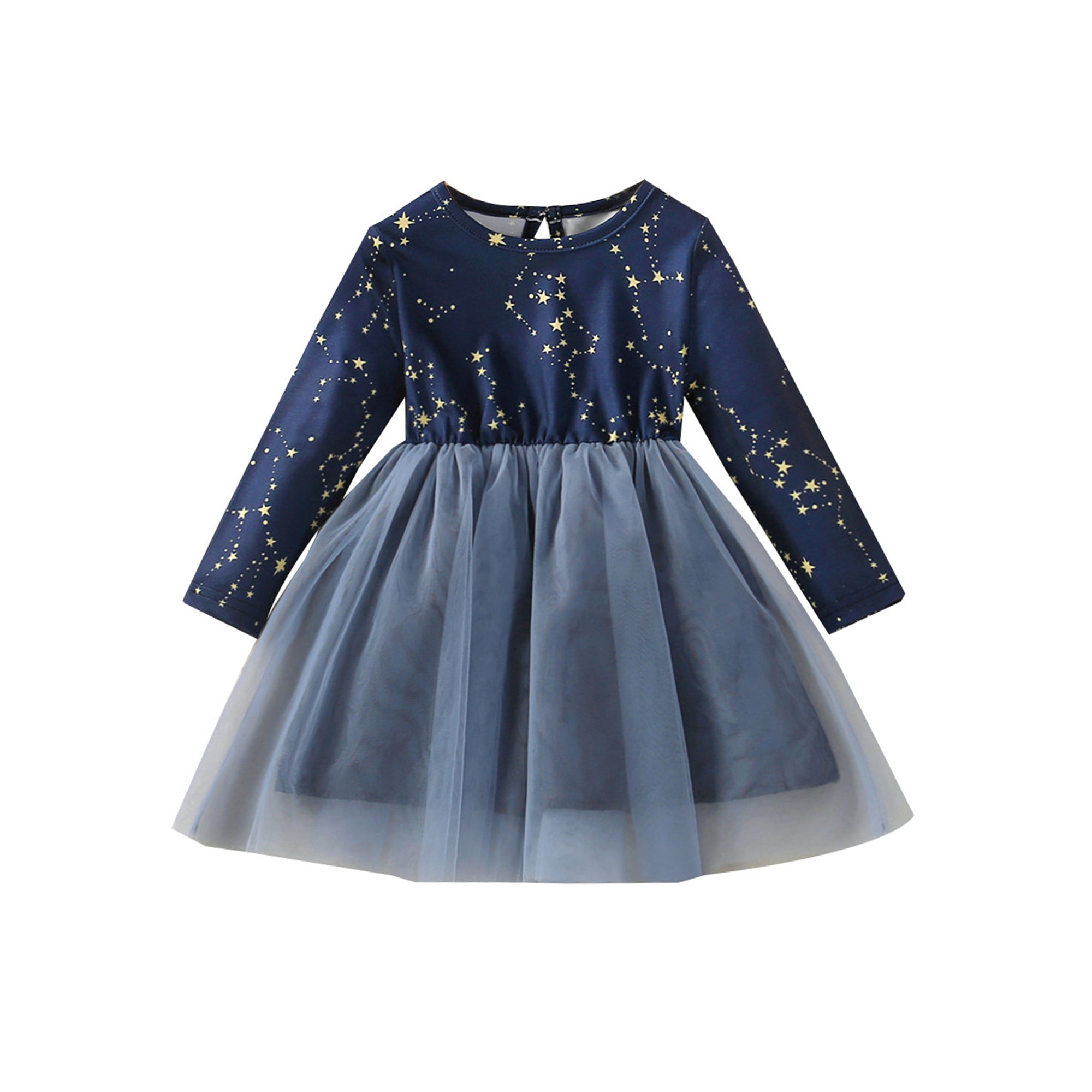 Girls long sleeve blue dress hotsell
