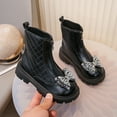 thumbnail image 5 of DMDUOU Girl Lace Up White Boots Mid Calf Riding Boot PU Leather Side Zipper Punk Goth Boots for Kids 4-12 Years Party Black 31, 5 of 6