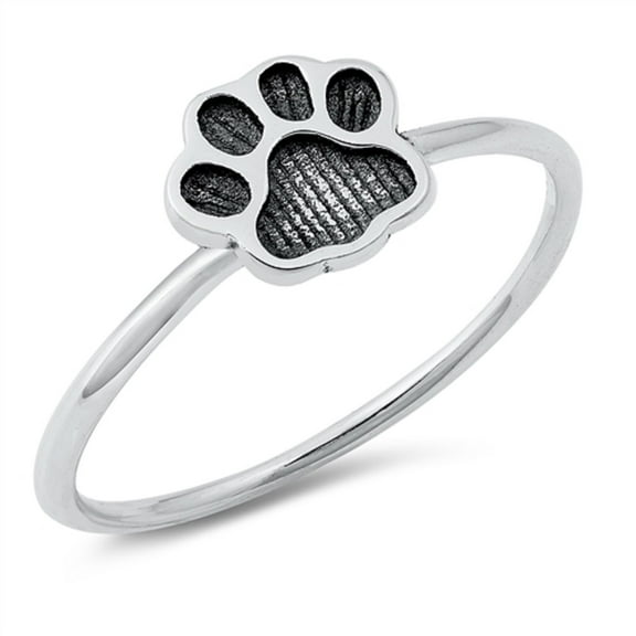 Sterling Silver Classic Paw Print Ring Size 4