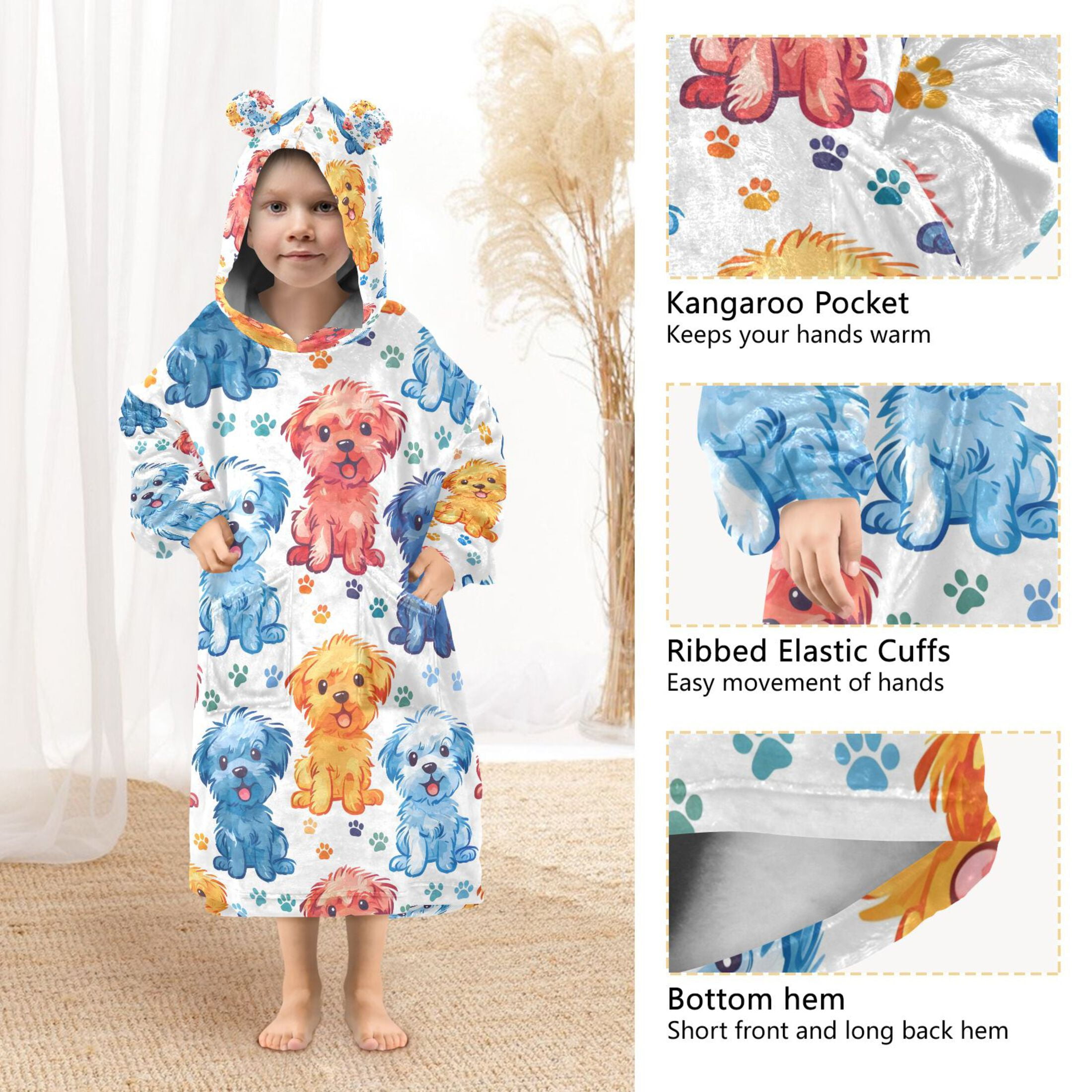 joogoo Blanket Hoodie for Dog Cartoon Oversize Sweatshirt 3-14 YR L