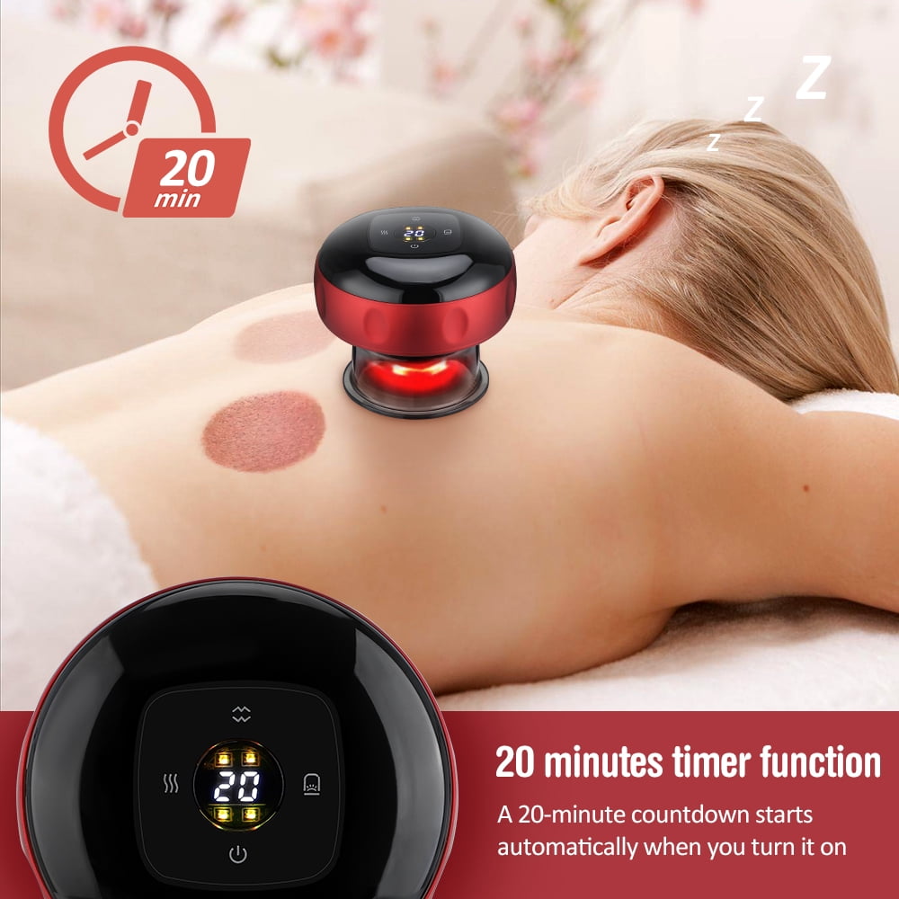 Flaremore  Smart Cupping Massage Therapy Set, Electric Therapy Massager Kit, Portable Electric Cupping,5-in-1 Adjustable 12 Levels Smart Cupping Massager,Gua Sha Massage Tool,Red