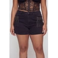 thumbnail image 3 of Women's Plus Size Almost Famous Fringe Detail Denim Shorts, 3 of 4