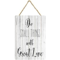 Rustic Wooden Sign Decor - Small Things Great Love - Wood Plaque Home & Office Inspirational Gifts Hanging Wall Signs 6x12 IN, black-8