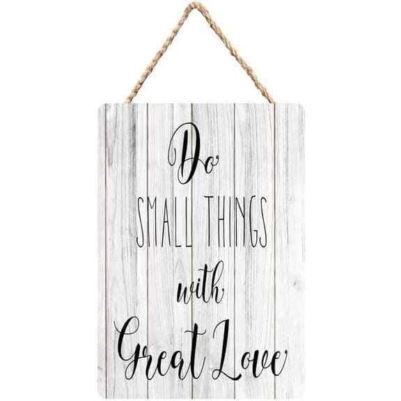 Rustic Wooden Sign Decor - Small Things Great Love - Wood Plaque Home & Office Inspirational Gifts Hanging Wall Signs 6x12 IN, black-8