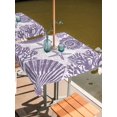 thumbnail image 2 of Outdoor Tablecloth with Umbrella Hole for Patio/Picnic/Party/Camping, Purple Coastal Waterproof Table Cloth Square Cover Washable, Nautical Coral Shell Conch Starfish Summer (54"x 54"), 2 of 9